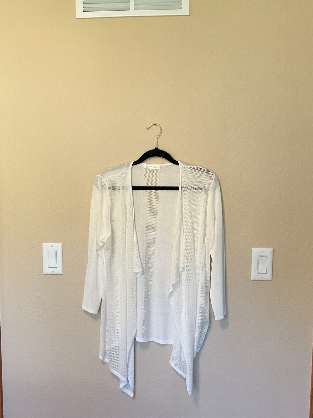 august silk White Sheer Open-Front Cardigan